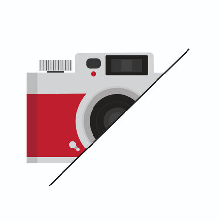 Red vintage camera Flat design vectorのイラスト素材