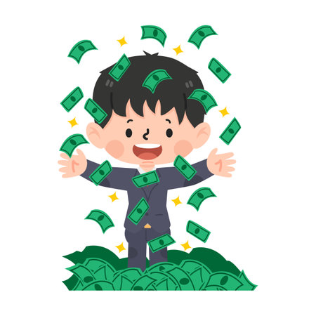 business man throwing  dollar cash money cartoonのイラスト素材