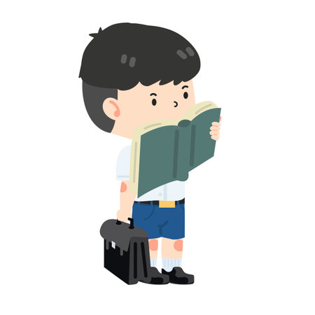 Kid boy student  reading book educationのイラスト素材