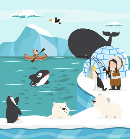 North pole Arctic antarctica Scene backgroundのイラスト素材