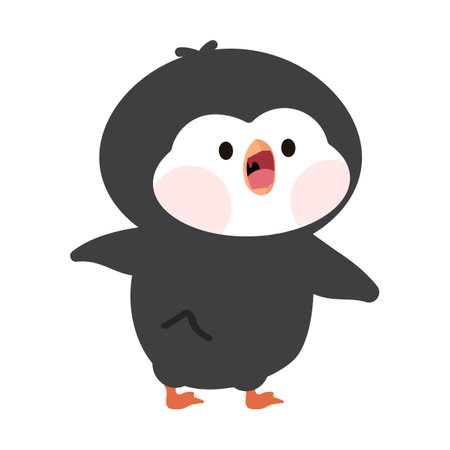 cute animal  baby penguin cartoon flatのイラスト素材