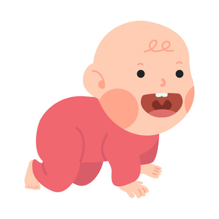 baby crawling with a smile  cartoonのイラスト素材