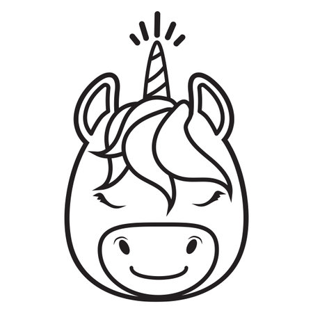 Cute unicorn head coloring pages signのイラスト素材