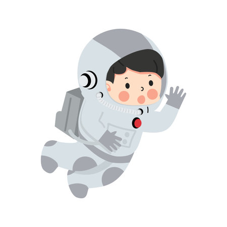 Cute Kid girl Astronaut cartoon flatのイラスト素材