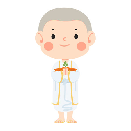 Man Newly for ordained Buddhist cartoonのイラスト素材