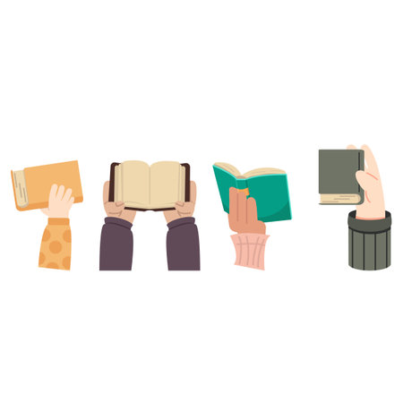 Arm Hands Holding with book group vectorのイラスト素材