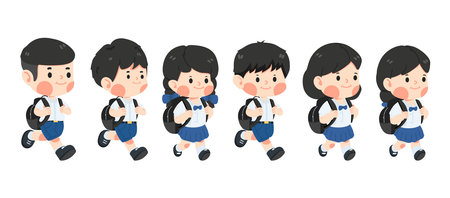 Kid Girl student with backpack education concept cartoonのイラスト素材