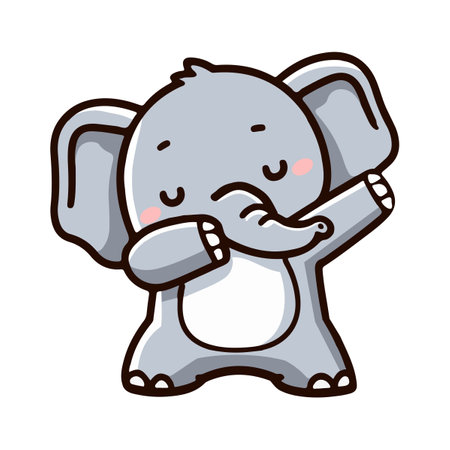 elephant dab cartoon doodle vector animalのイラスト素材