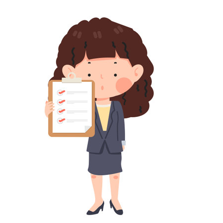Woman Holding Clipboard with checklist cartoonのイラスト素材