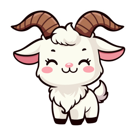 Cute goat cartoon animal Flat vectorのイラスト素材