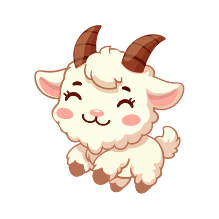 Cartoon happy goat isolated vectorのイラスト素材