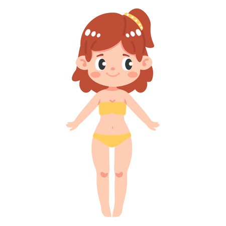 Kid girl human body cartoon vectorのイラスト素材