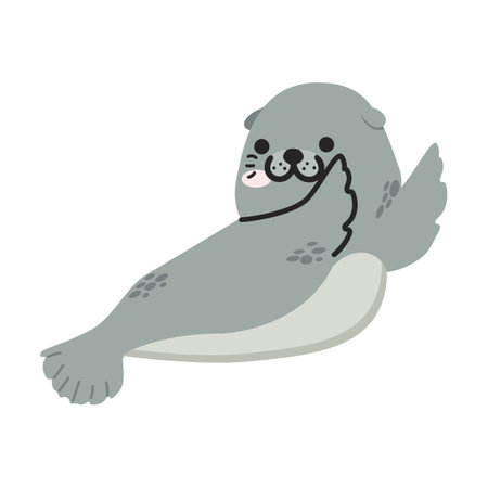 Cute Seal animal cartoon dab vectorのイラスト素材