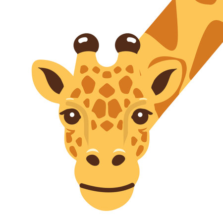 Cute Giraffe Animal head vector flatのイラスト素材