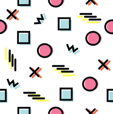 Geometric Memphis style Seamless Pattern backgroundのイラスト素材