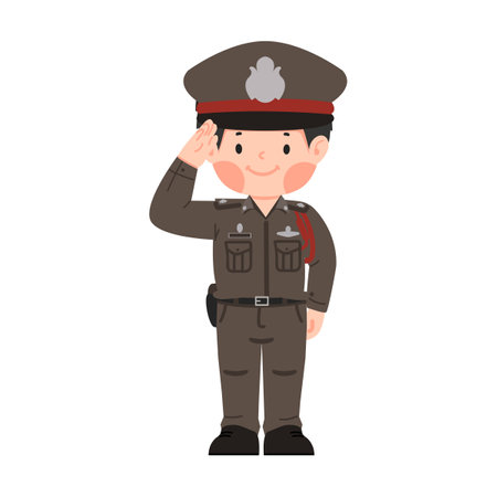 Cute Cartoon character of Thai police vectorのイラスト素材