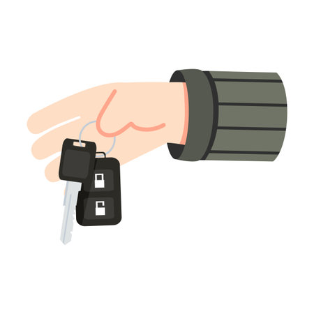 Hand  holding car key doodle flat cartoonのイラスト素材