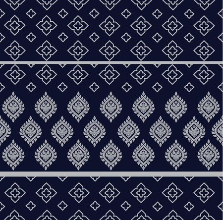 blue Line thai art seamless pattern background designのイラスト素材