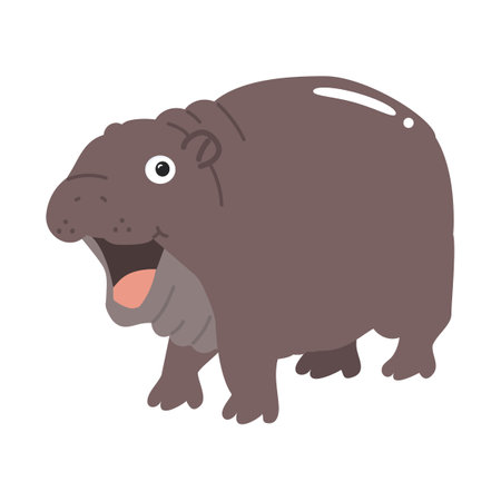 Cartoon baby hippo doodle character for childrenのイラスト素材