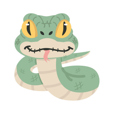 Cute cartoon green snake animal illustration vectorのイラスト素材