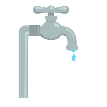 Tap sink faucet water drop flatのイラスト素材