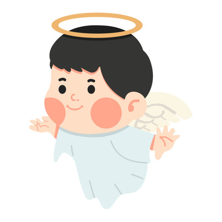 Cute little baby boy Angel cartoonのイラスト素材