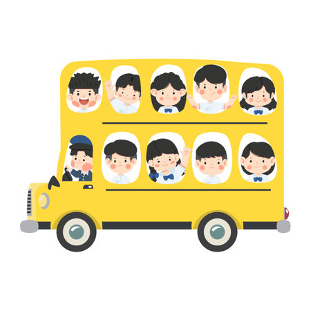 School buses and the transportation of children in education cartoon