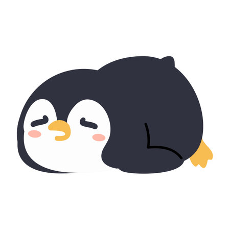 Penguin lying down peacefully cartoonのイラスト素材