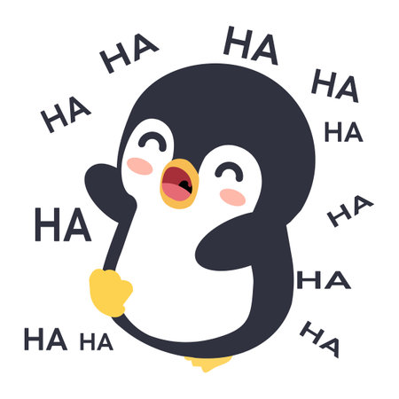 Penguin laughing with happy sound cartoonのイラスト素材
