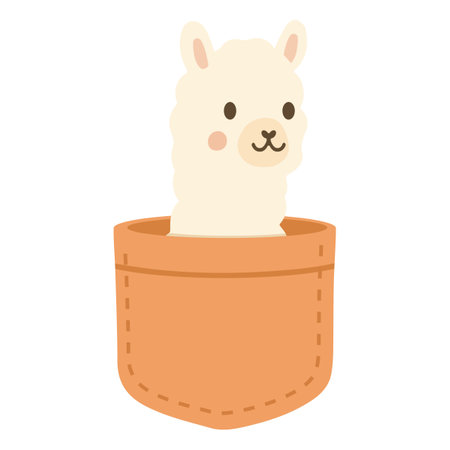 Alpaca in a Pocket Illustration cartoonのイラスト素材