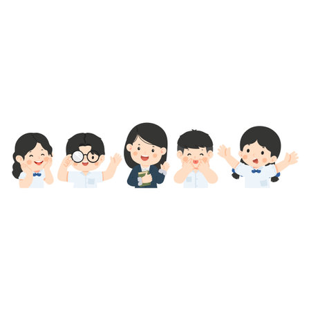 Joyful Kids Learning with their Teacher schoolのイラスト素材
