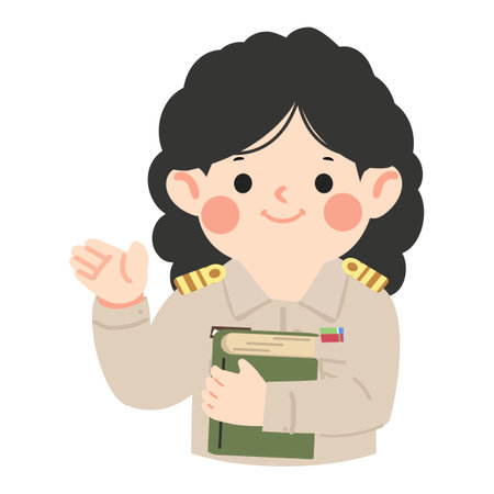 Smiling Teacher Holding Book Vector cartoonのイラスト素材