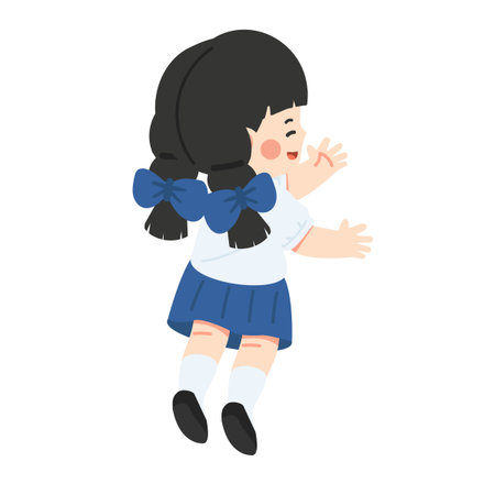 Cartoon Illustration of a Happy Schoolgirl studentのイラスト素材