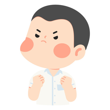 Illustration of an Angry Cartoon Boy studentのイラスト素材