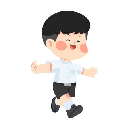 Boy Running in School Uniformのイラスト素材