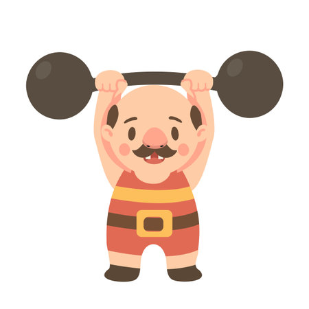 Cartoon Strongman Weightlifting Illustration flatのイラスト素材