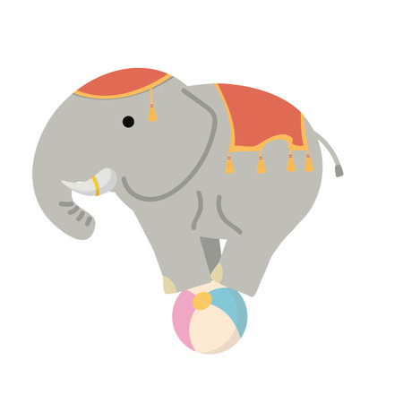 Cartoon Elephant Balancing on a Ball animalのイラスト素材