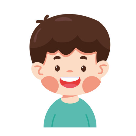 Cartoon Illustration of a Happy Young Boy flatのイラスト素材