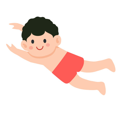 Cartoon Illustration of Boy Swimming kidのイラスト素材
