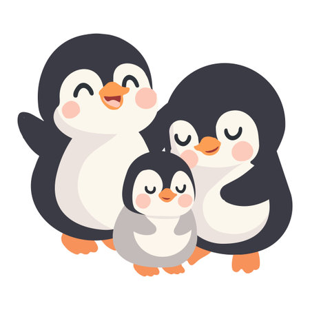 Cartoon Illustration of Penguin Family animalのイラスト素材