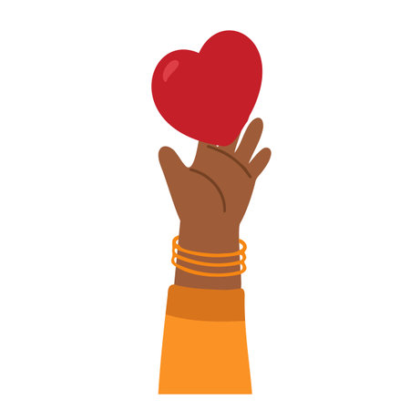 Cartoon Arm Holding a Red Heart flatのイラスト素材