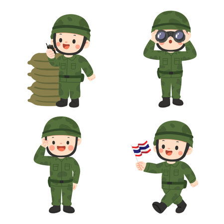 Soldiers in Uniform Illustration Collection cartoonのイラスト素材