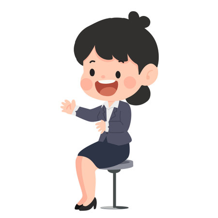 Cartoon Businesswoman Giving a Presentation working togetherのイラスト素材