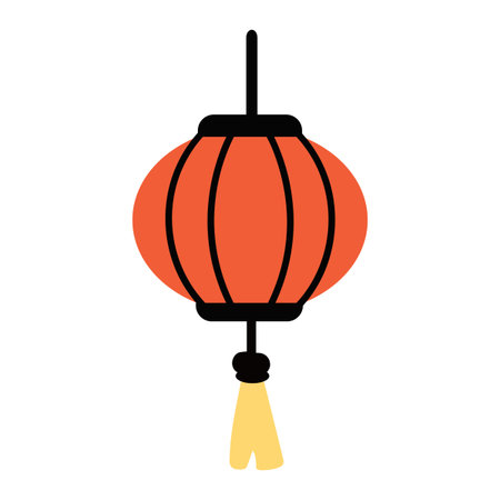Illustration of a Decorative Red Lantern flatのイラスト素材