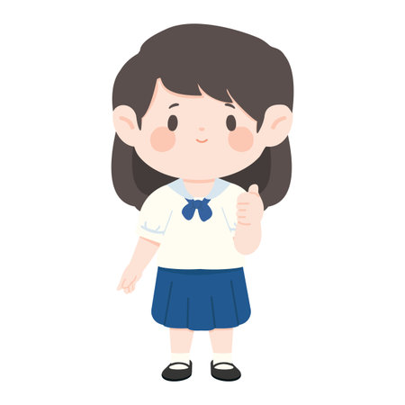 Illustration of School Girl Giving Thumbs Up kidのイラスト素材