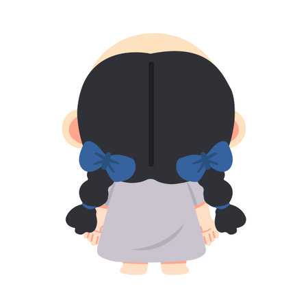 Kid Back View of Girl with Pigtailsのイラスト素材