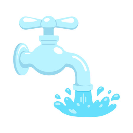 Illustration of a Running Faucet with Water sinkのイラスト素材