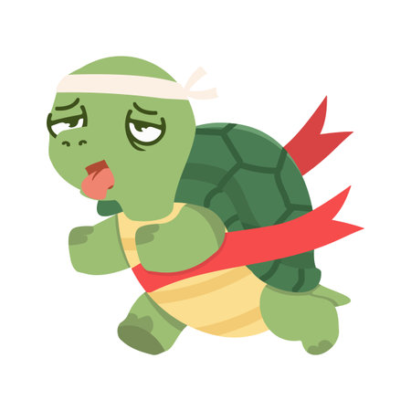 Cartoon Turtle Exhausted After Race animalのイラスト素材