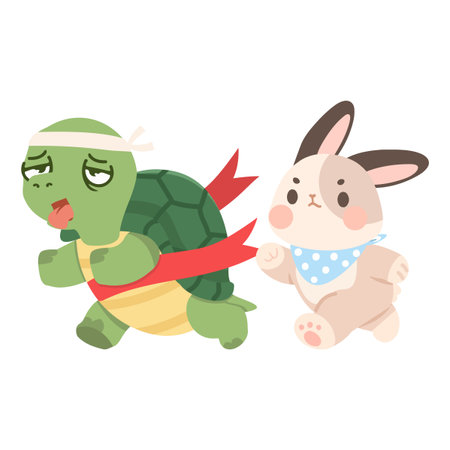 Cartoon Illustration of Tortoise and Hare Race animalのイラスト素材