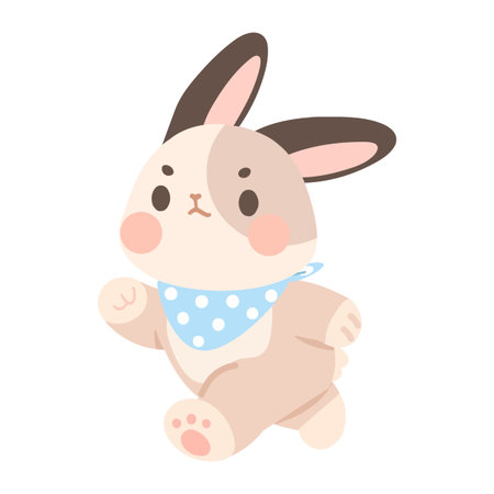 cartoon rabbit is running animal flatのイラスト素材